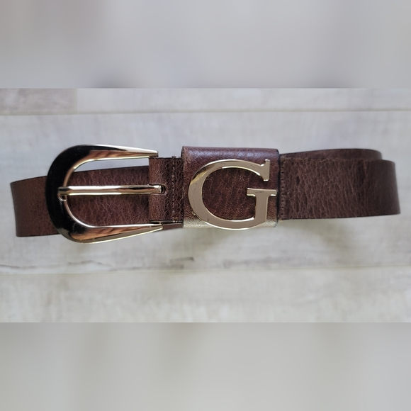 SALE M Genuine Leather Guess Belt Gold Hardware Sz M - Picture 15 of 16